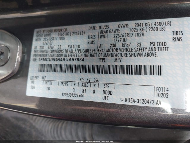 1FMCU9GN4SUA57834 Ford Escape Active