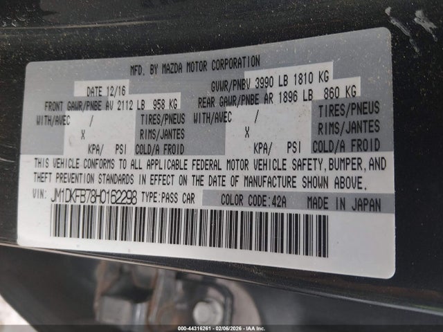 Aukcja sprzedaży 2017 Mazda Cx-3 Sport, vin: JM1DKFB78H0162298, numer aukcji: 44316261