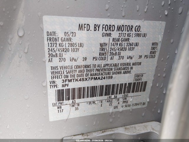 3FMTK4SX7PMA24159 Ford Mustang Mach-e Gt