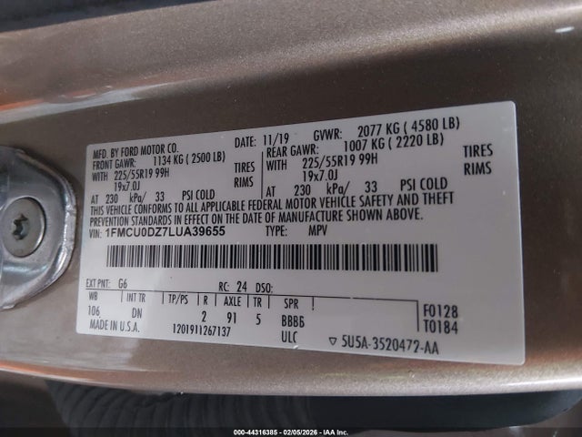 Ford Escape Titanium Hybrid 2020 1FMCU0DZ7LUA39655 Image 9