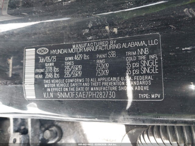 2023 Hyundai Tucson Sel მანქანა იყიდება აუქციონზე, vin: 5NMJF3AE7PH282730, აუქციონის ნომერი: 44316412