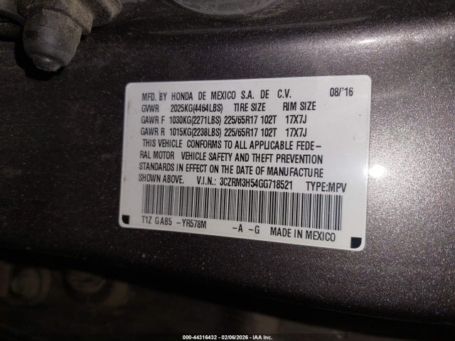 3CZRM3H54GG718521 Honda CR-V EX