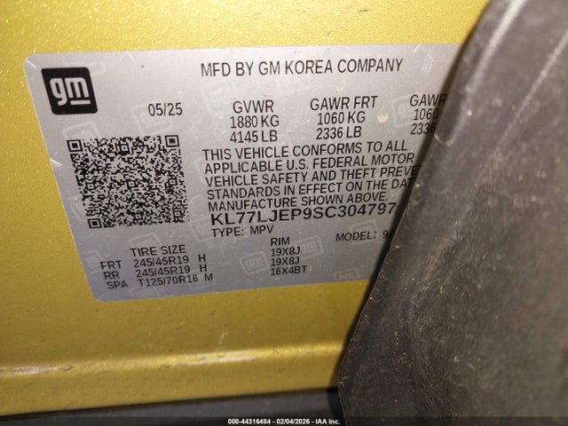KL77LJEP9SC304797 Chevrolet Trax Fwd 2rs
