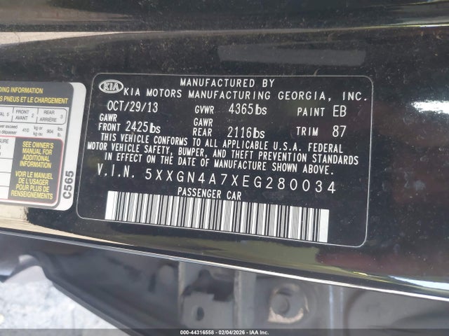 5XXGN4A7XEG280034 KIA OPTIMA EX