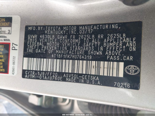 4T1BF1FK7HU764319 Toyota CAMRY SE