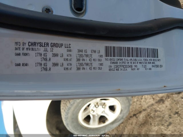 Продаж на аукціоні авто 2012 Ram 1500 St, vin: 1C6RD7FP9CS315498, номер лоту: 44316647