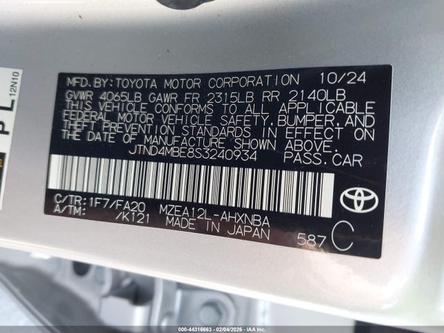 Toyota COROLLA SE 2025 JTND4MBE8S3240934 Image 9