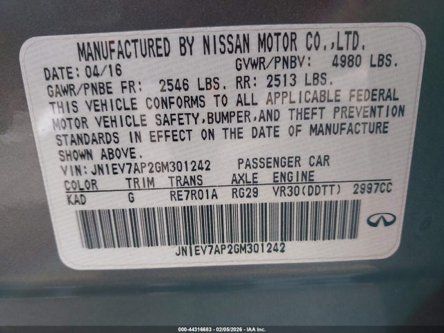 JN1EV7AP2GM301242 Infiniti Q50 3.0t Premium