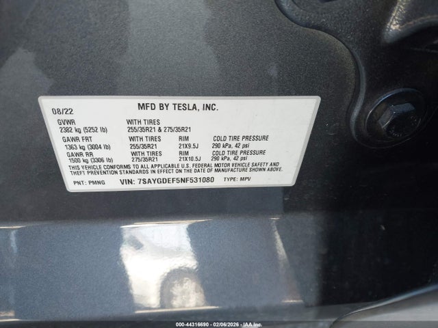 2022 TESLA MODEL Y 7SAYGDEF5NF531080 Photo 8