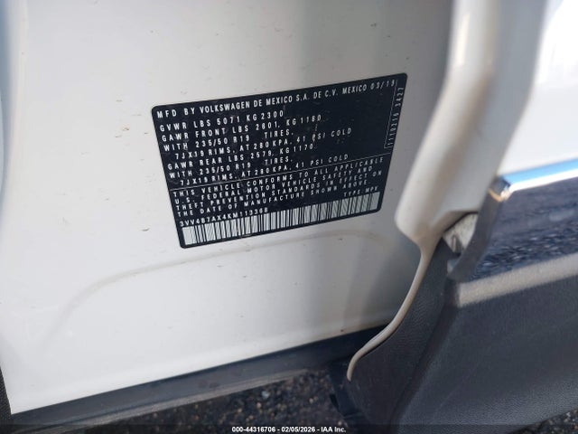 Aukcja sprzedaży 2019 Volkswagen Tiguan, vin: 3VV4B7AX4KM113368, numer aukcji: 44316706