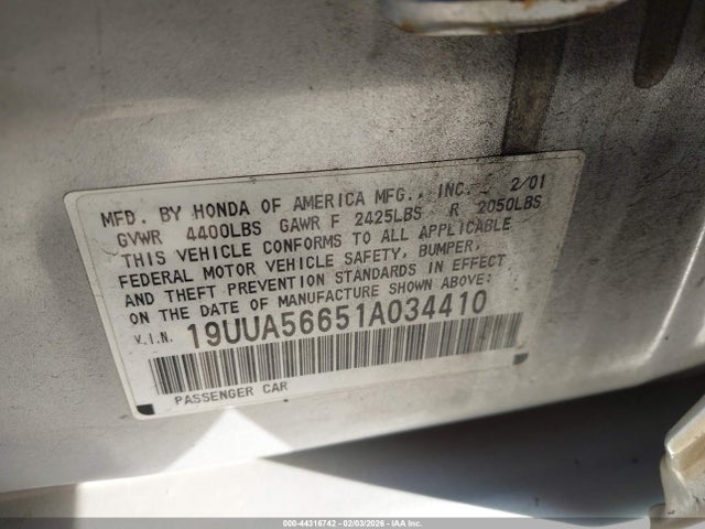 Продажа на аукционе авто 2001 Acura Tl 3.2, vin: 19UUA56651A034410, номер лота: 44316742