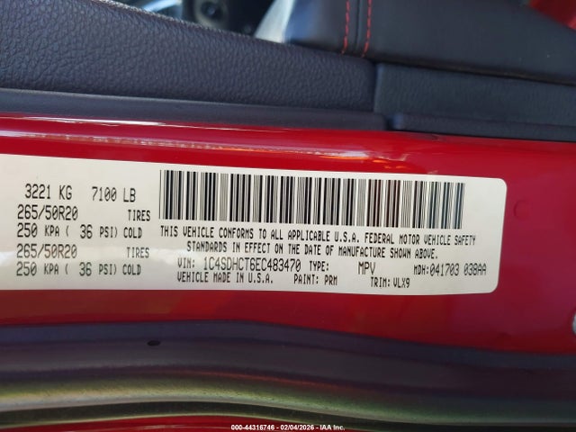 1C4SDHCT6EC483470 Dodge Durango R/t