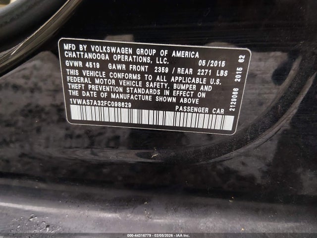 2015 VOLKSWAGEN PASSAT 1VWAS7A32FC098629 Photo 8