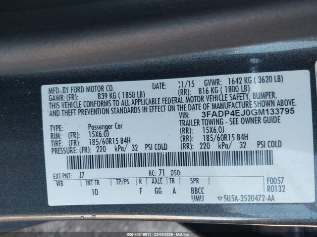 Ford FIESTA SE 2016 3FADP4EJ0GM133795 Image 9