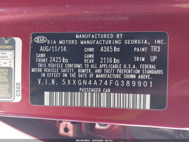 KIA OPTIMA EX 2015 5XXGN4A74FG389901 Image 9