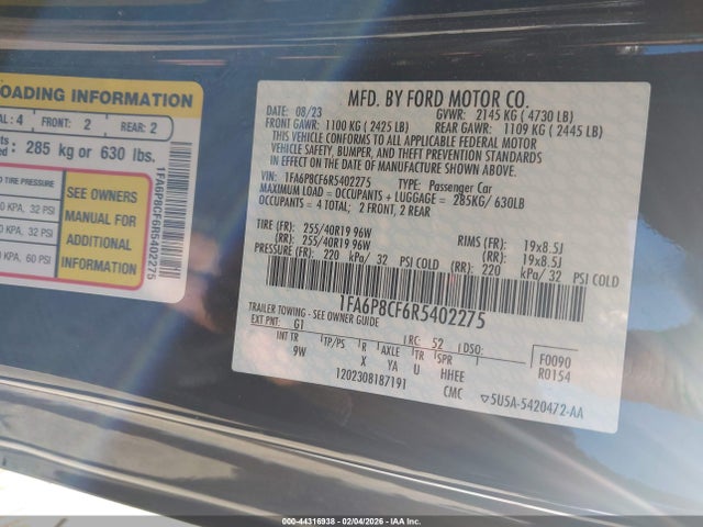 2024 FORD MUSTANG 1FA6P8CF6R5402275 Photo 8