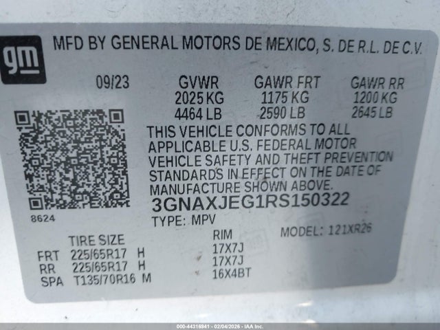 3GNAXJEG1RS150322 Chevrolet Equinox Fwd 2fl