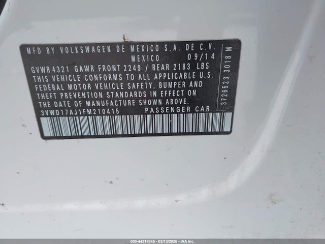 3VWD17AJ1FM210415 Volkswagen Jetta 1.8t Se