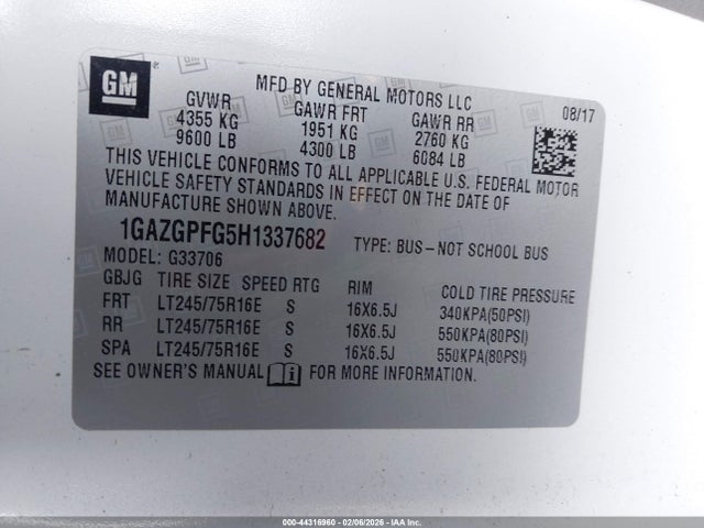 1GAZGPFG5H1337682 Chevrolet Express 3500 Lt