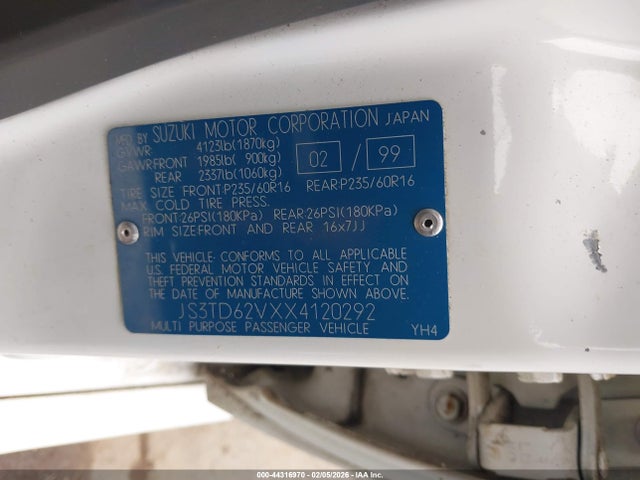 1999 SUZUKI GRAND VITARA JS3TD62VXX4120292 Photo 8
