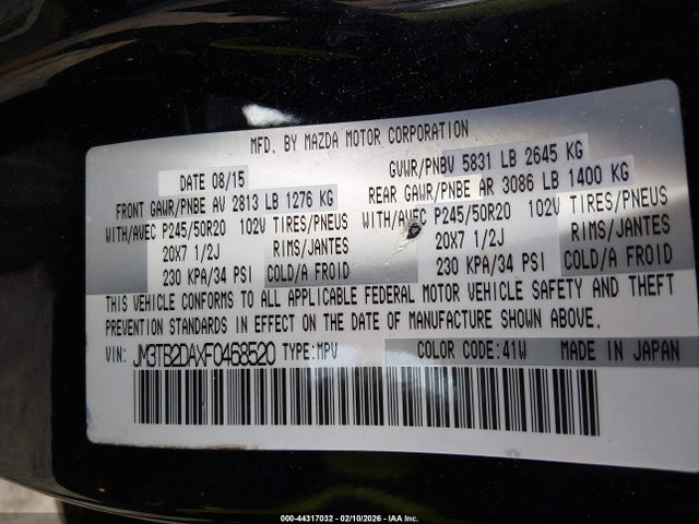Продажа на аукционе авто 2015 Mazda Cx-9 Grand Touring, vin: JM3TB2DAXF0468520, номер лота: 44317032