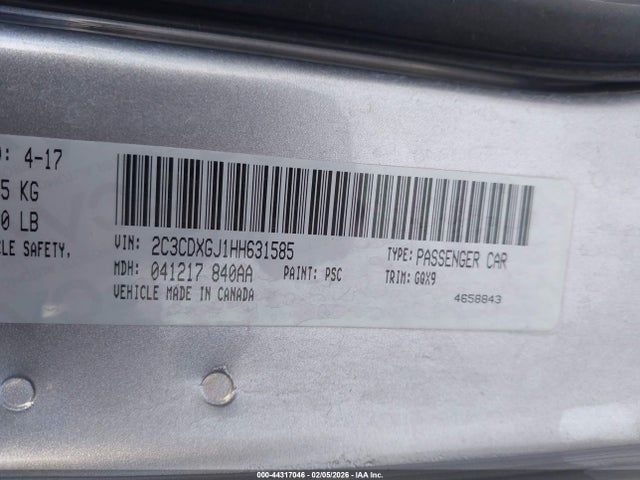 Продажа на аукционе авто 2017 Dodge Charger R/t Scat Pack Rwd, vin: 2C3CDXGJ1HH631585, номер лота: 44317046