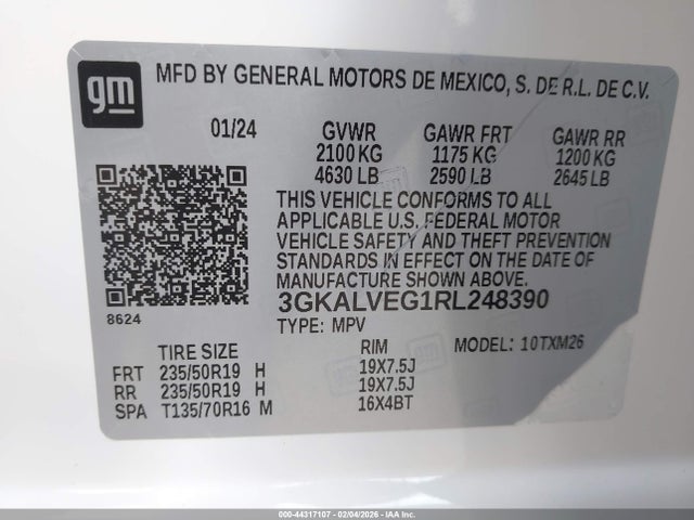 Aukcja sprzedaży 2024 Gmc Terrain Awd Slt, vin: 3GKALVEG1RL248390, numer aukcji: 44317107