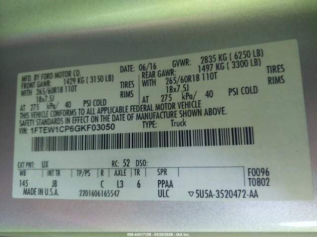 2016 FORD F-150 1FTEW1CP6GKF03050 Photo 8