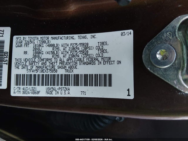 2014 TOYOTA TUNDRA 5TFAY5F10EX375850 Photo 8