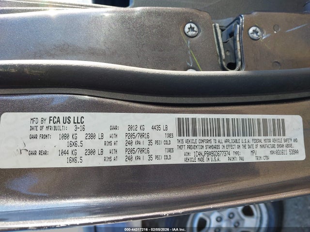 2016 Jeep Patriot Sport მანქანა იყიდება აუქციონზე, vin: 1C4NJPBA9GD677374, აუქციონის ნომერი: 44317216