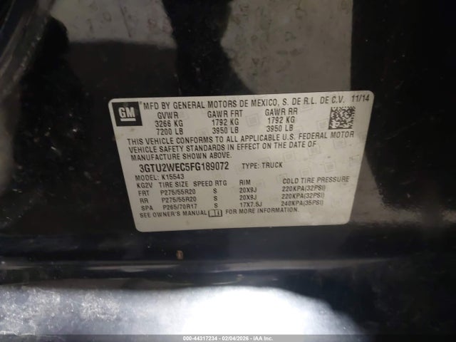 Aukcja sprzedaży 2015 Gmc Sierra 1500 Denali, vin: 3GTU2WEC5FG189072, numer aukcji: 44317234