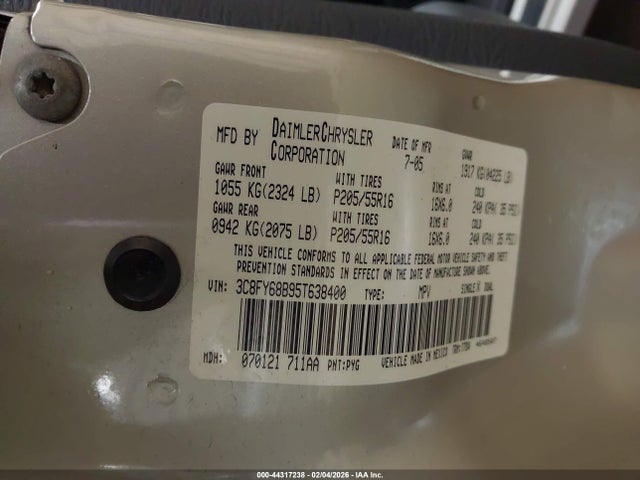 Aukcja sprzedaży 2005 Chrysler Pt Cruiser Limited, vin: 3C8FY68B95T638400, numer aukcji: 44317238