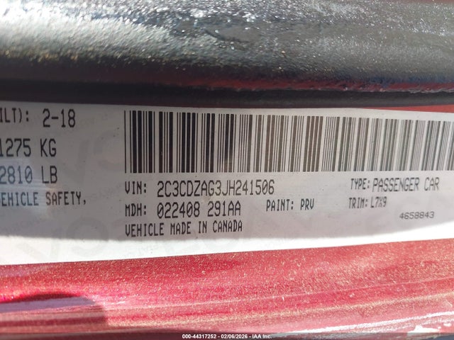 Dodge Challenger Sxt 2018 2C3CDZAG3JH241506 Image 9
