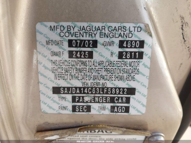 2003 JAGUAR XJ SAJDA14C63LF58922 Photo 8