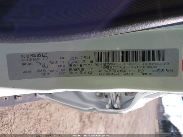 Продаж на аукціоні авто 2020 Ram 1500 Lone Star  4x4 5'7 Box, vin: 1C6SRFFT1LN130726, номер лоту: 44317292