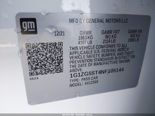 1G1ZG5ST4NF105144 Chevrolet Malibu Fwd Rs
