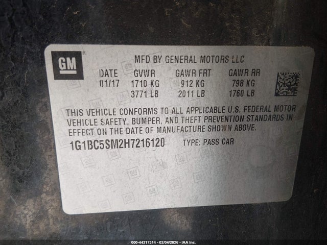 1G1BC5SM2H7216120 Chevrolet Cruze Ls Auto