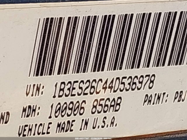 2004 Dodge Neon Se მანქანა იყიდება აუქციონზე, vin: 1B3ES26C44D536978, აუქციონის ნომერი: 44317367