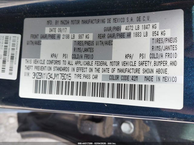 3MZBN1V34JM176015 Mazda Mazda3 Touring