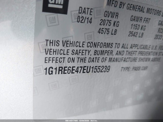 1G1RE6E47EU155239 Chevrolet Volt