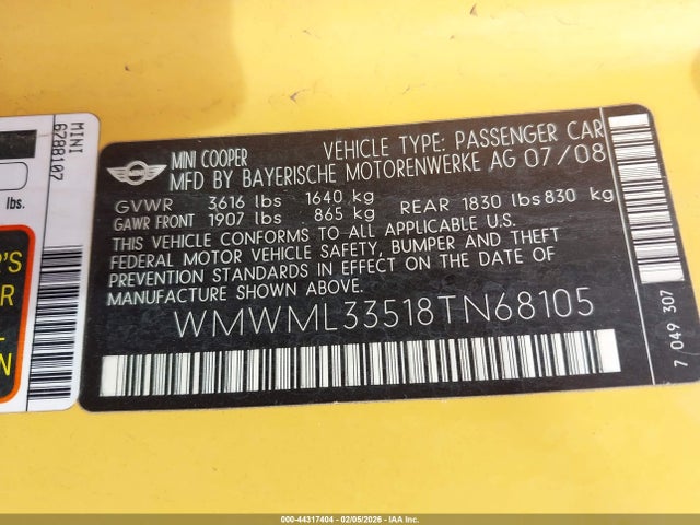 2008 MINI COOPER CLUBMAN WMWML33518TN68105 Photo 8