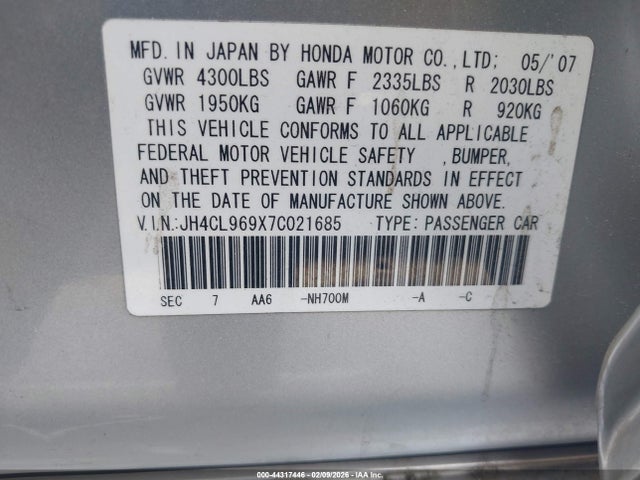 2007 ACURA TSX JH4CL969X7C021685 Photo 8