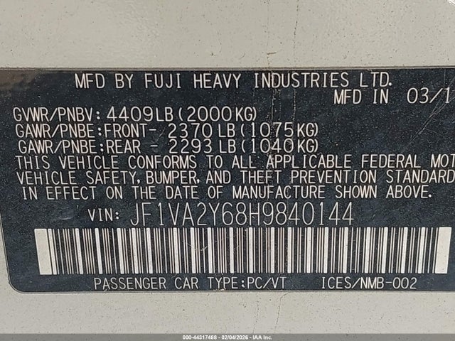 2017 SUBARU WRX STI JF1VA2Y68H9840144 Photo 8