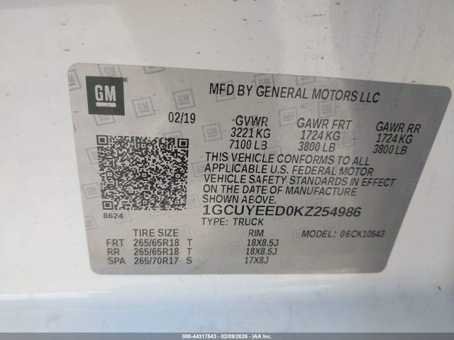 1GCUYEED0KZ254986 Chevrolet Silverado 1500 Rst