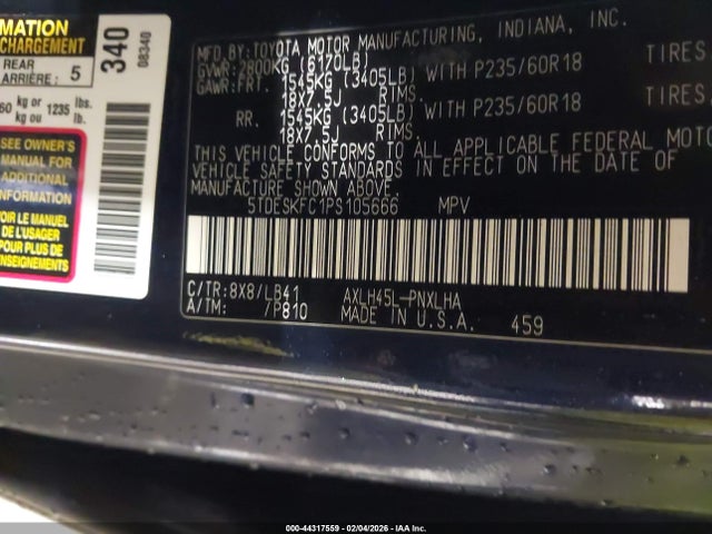5TDESKFC1PS105666 Toyota Sienna Platinum