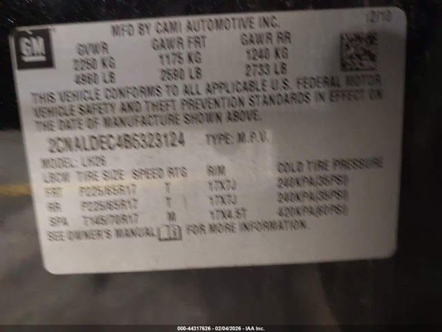 2011 CHEVROLET EQUINOX 2CNALDEC4B6323124 Photo 8