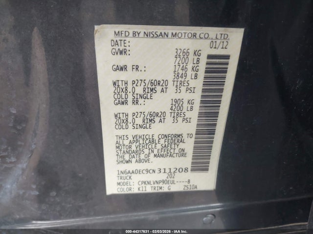 2012 NISSAN TITAN 1N6AA0EC9CN311208 Photo 8