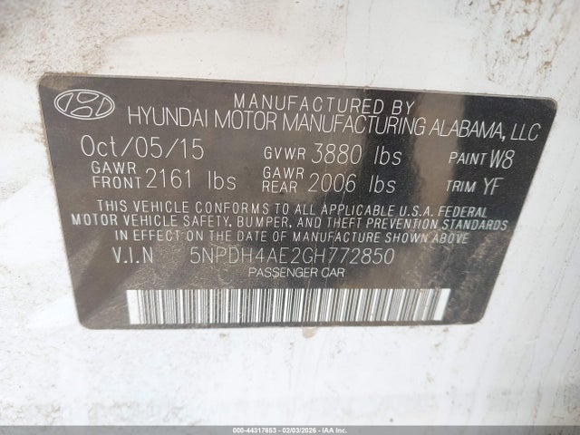 2016 HYUNDAI ELANTRA 5NPDH4AE2GH772850 Photo 8