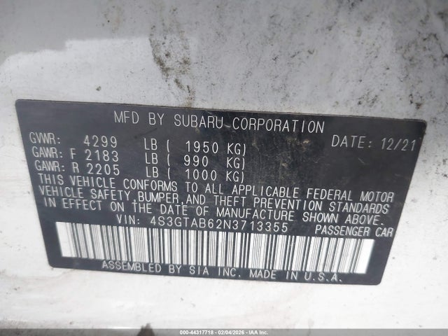 Subaru Impreza Base 5-door 2022 4S3GTAB62N3713355 Image 9