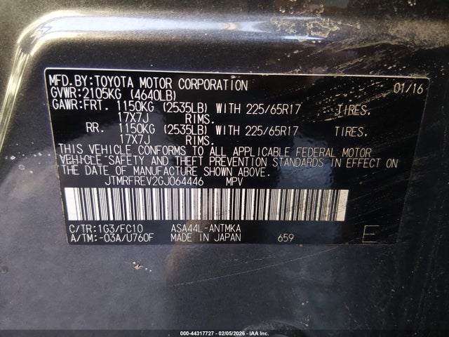 JTMRFREV2GJ064446 Toyota Rav4 Xle